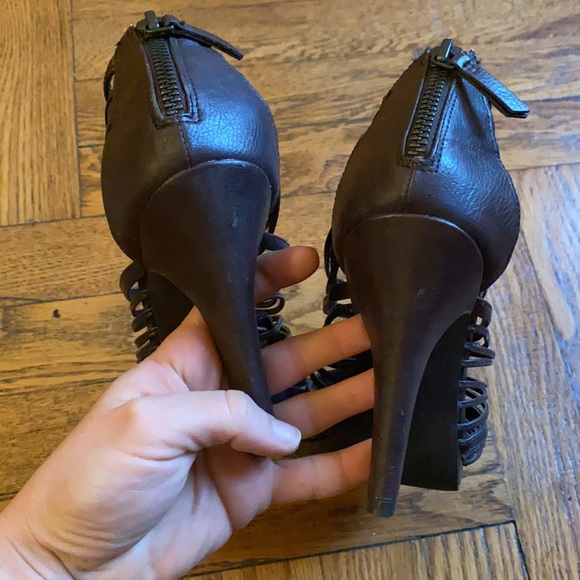 Zara brown strappy high heel platform Roman sandals - Picture 4 of 8